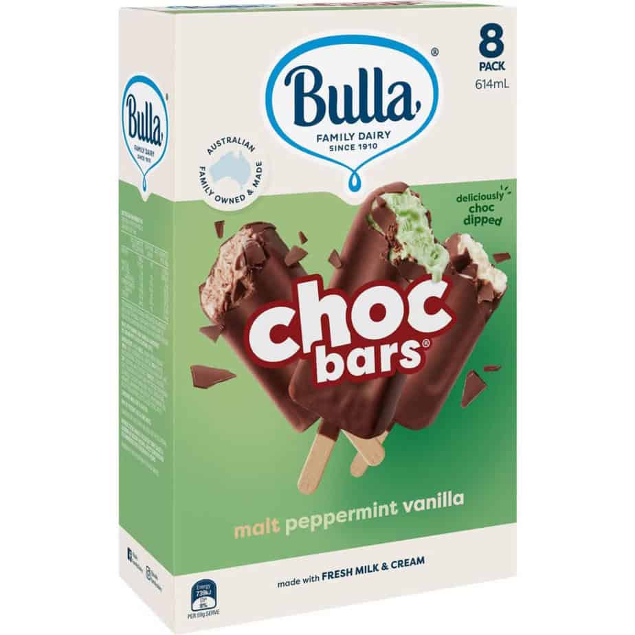 Bulla PapperMint Vanilla Chocolate Bar Sticks 8 Pack